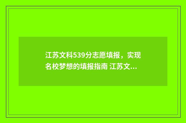 江苏文科539分志愿填报,实现名校梦想的填报指南 江苏文科537分
