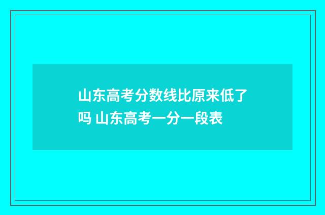 山东高考分数线比原来低了吗 山东高考一分一段表