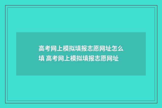 高考网上模拟填报志愿网址怎么填 高考网上模拟填报志愿网址