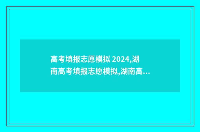 高考填报志愿模拟 2024,湖南高考填报志愿模拟,湖南高考志愿系统模拟 高考填报志愿模拟表