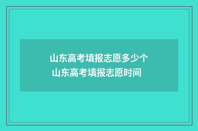 山东高考填报志愿多少个 山东高考填报志愿时间
