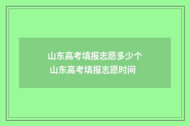 山东高考填报志愿多少个 山东高考填报志愿时间