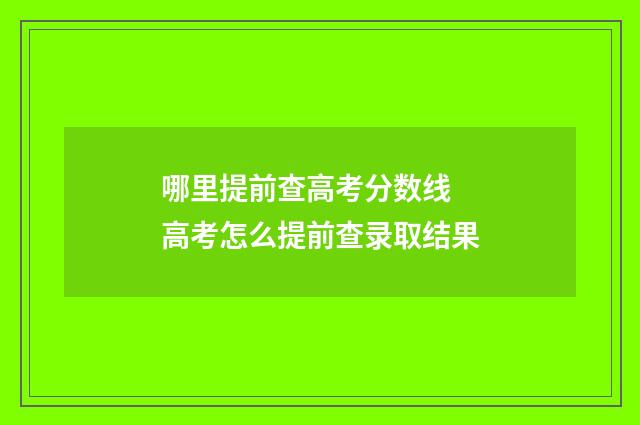哪里提前查高考分数线 高考怎么提前查录取结果