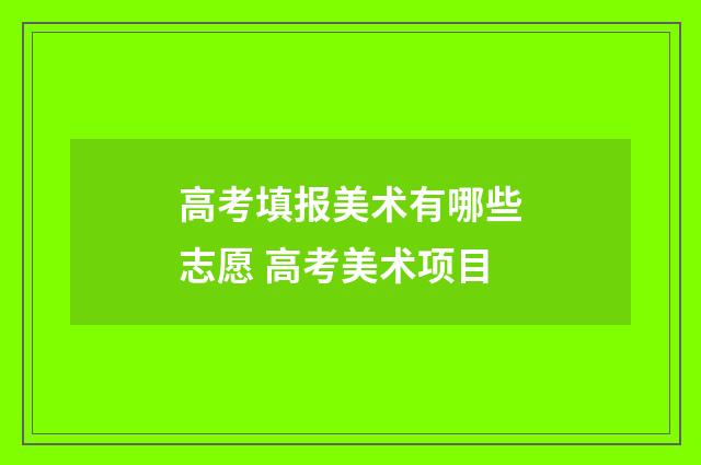 高考填报美术有哪些志愿 高考美术项目