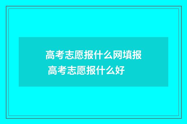 高考志愿报什么网填报 高考志愿报什么好
