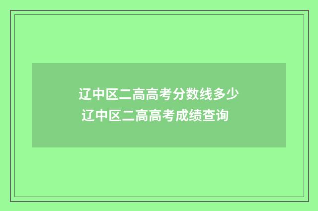 辽中区二高高考分数线多少 辽中区二高高考成绩查询