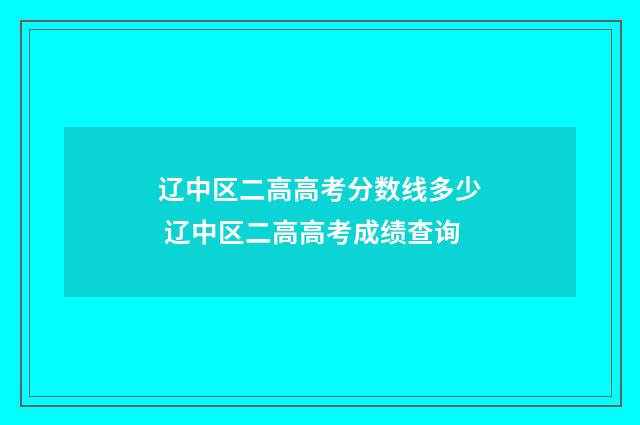 辽中区二高高考分数线多少 辽中区二高高考成绩查询