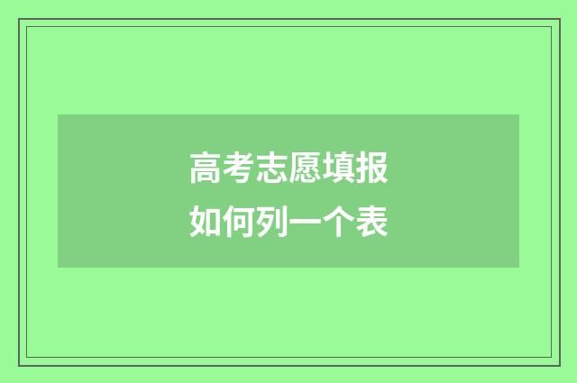 高考志愿填报如何列一个表