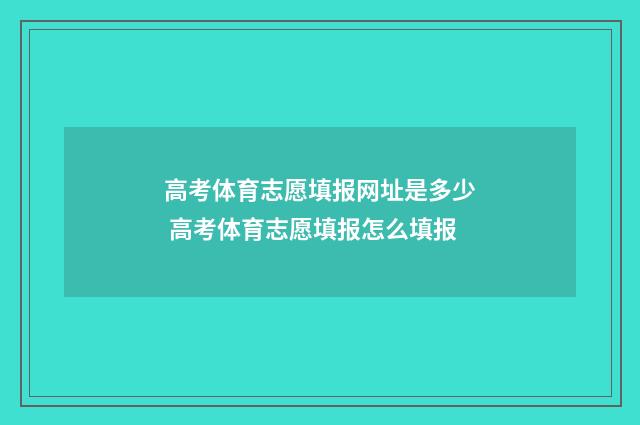 高考体育志愿填报网址是多少 高考体育志愿填报怎么填报