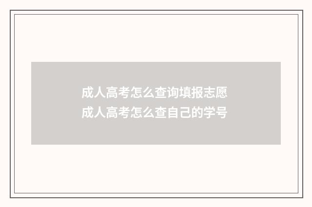 成人高考怎么查询填报志愿 成人高考怎么查自己的学号