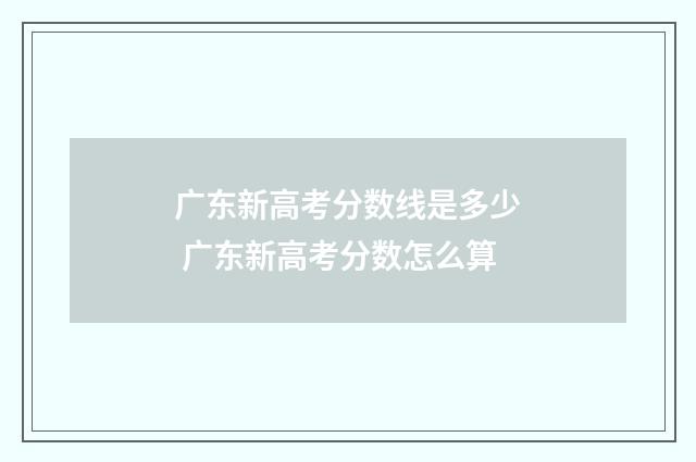广东新高考分数线是多少 广东新高考分数怎么算