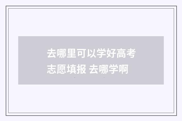 去哪里可以学好高考志愿填报 去哪学啊