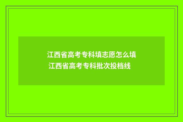 江西省高考专科填志愿怎么填 江西省高考专科批次投档线