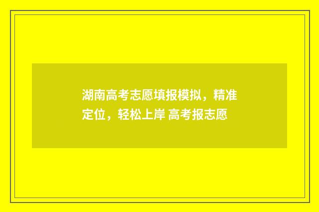湖南高考志愿填报模拟，精准定位，轻松上岸 高考报志愿
