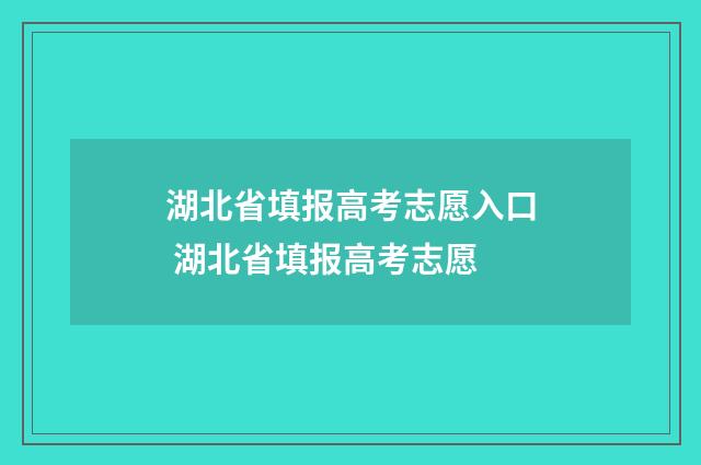 湖北省填报高考志愿入口 湖北省填报高考志愿