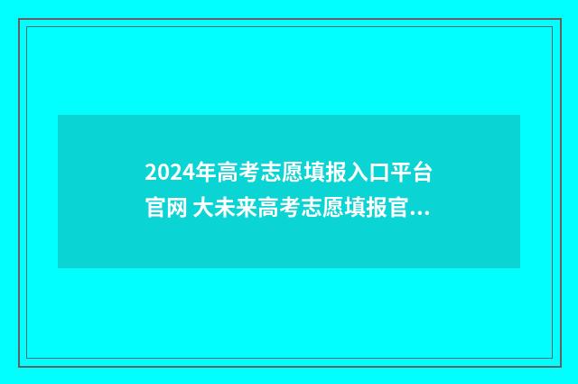 2024年高考志愿填报入口平台官网 大未来高考志愿填报官网