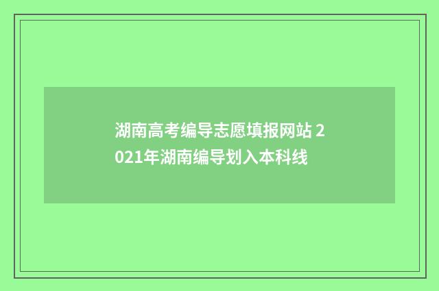 湖南高考编导志愿填报网站 2021年湖南编导划入本科线
