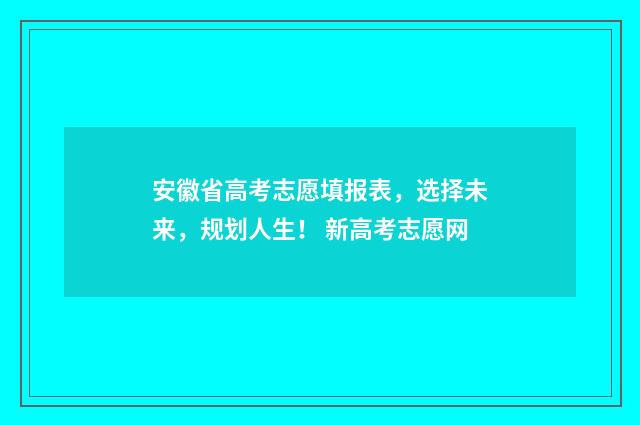安徽省高考志愿填报表，选择未来，规划人生！ 新高考志愿网