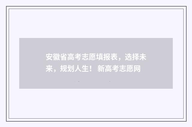 安徽省高考志愿填报表，选择未来，规划人生！ 新高考志愿网