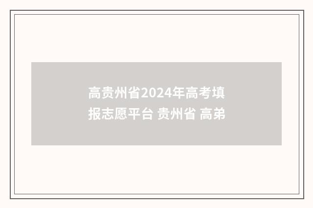 高贵州省2024年高考填报志愿平台 贵州省 高弟