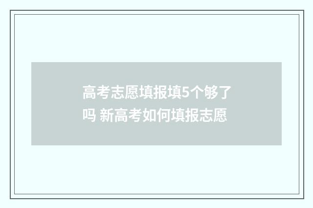 高考志愿填报填5个够了吗 新高考如何填报志愿