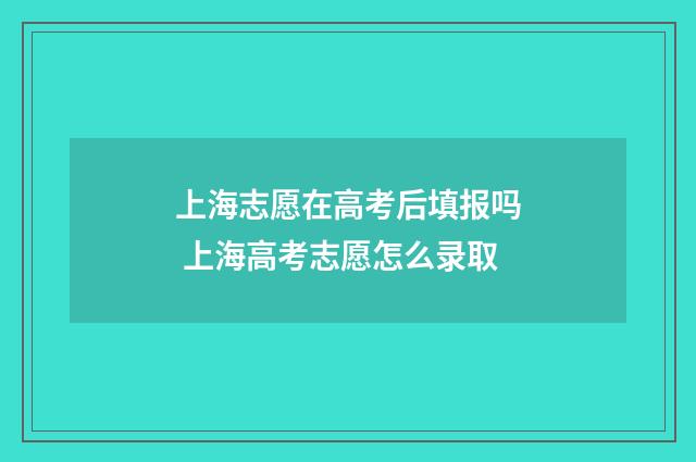 上海志愿在高考后填报吗 上海高考志愿怎么录取