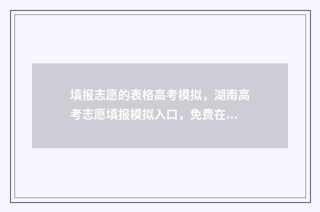 填报志愿的表格高考模拟,湖南高考志愿填报模拟入口,免费在线模拟填报志愿 填报志愿的表格怎么填