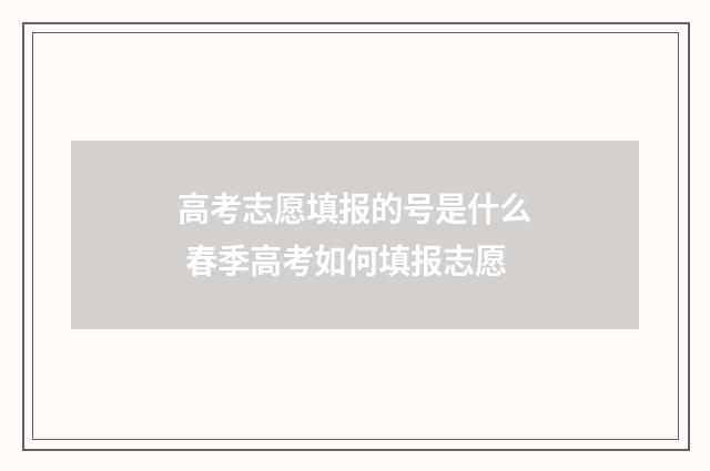 高考志愿填报的号是什么 春季高考如何填报志愿