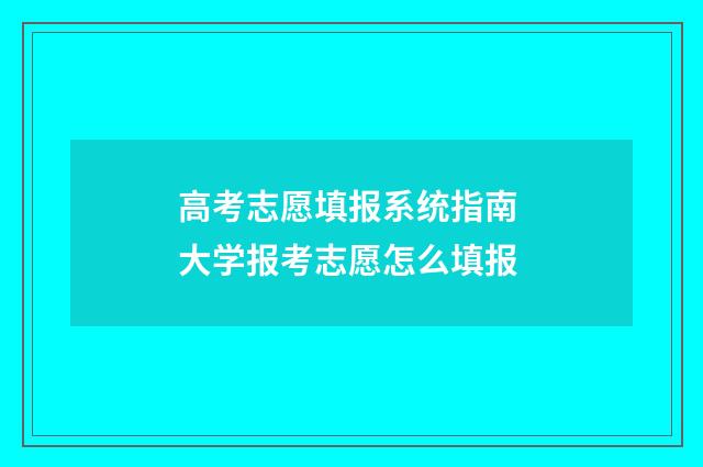 高考志愿填报系统指南 大学报考志愿怎么填报