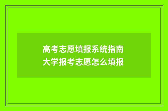 高考志愿填报系统指南 大学报考志愿怎么填报