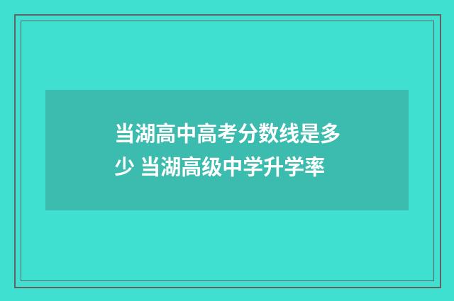 当湖高中高考分数线是多少 当湖高级中学升学率