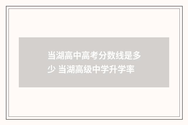 当湖高中高考分数线是多少 当湖高级中学升学率