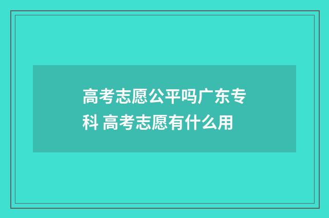 高考志愿公平吗广东专科 高考志愿有什么用