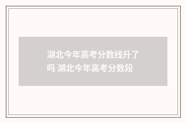 湖北今年高考分数线升了吗 湖北今年高考分数段