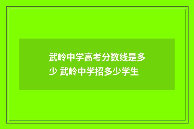 武岭中学高考分数线是多少 武岭中学招多少学生