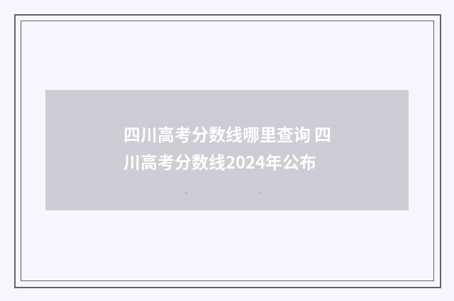 四川高考分数线哪里查询 四川高考分数线2024年公布