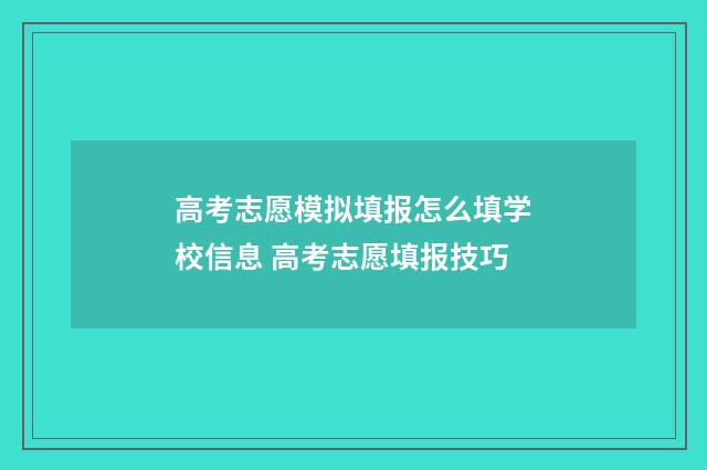 高考志愿模拟填报怎么填学校信息 高考志愿填报技巧