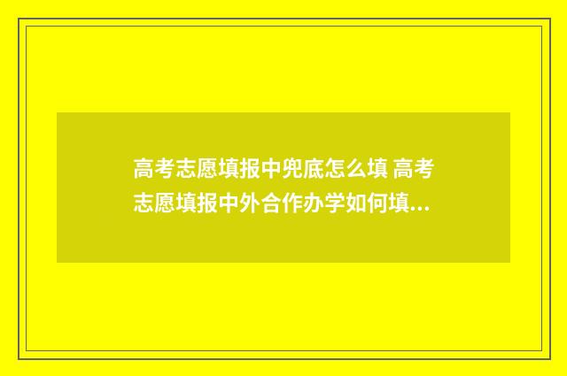 高考志愿填报中兜底怎么填 高考志愿填报中外合作办学如何填写