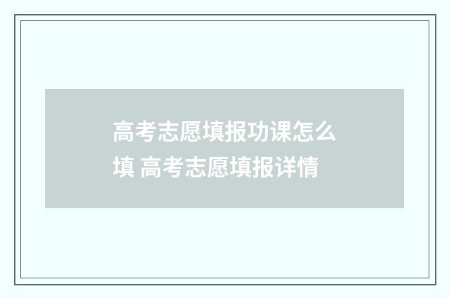 高考志愿填报功课怎么填 高考志愿填报详情