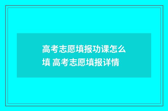 高考志愿填报功课怎么填 高考志愿填报详情