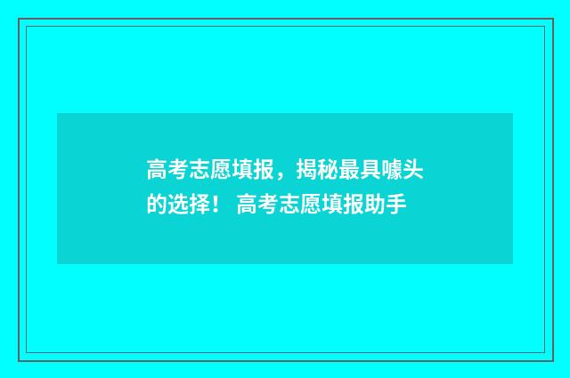 高考志愿填报,揭秘最具噱头的选择! 高考志愿填报助手