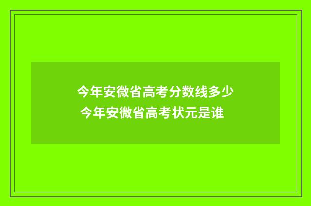 今年安微省高考分数线多少 今年安微省高考状元是谁