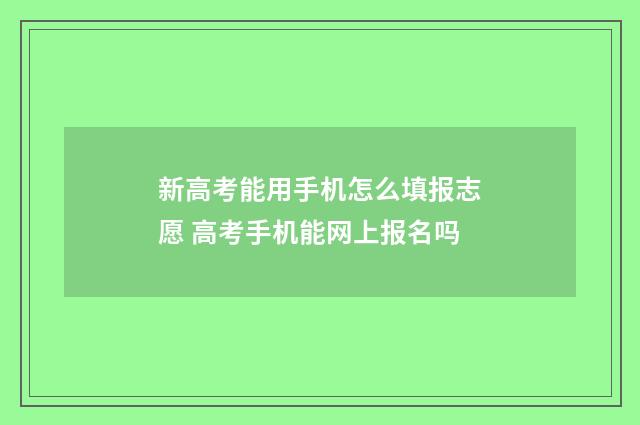 新高考能用手机怎么填报志愿 高考手机能网上报名吗