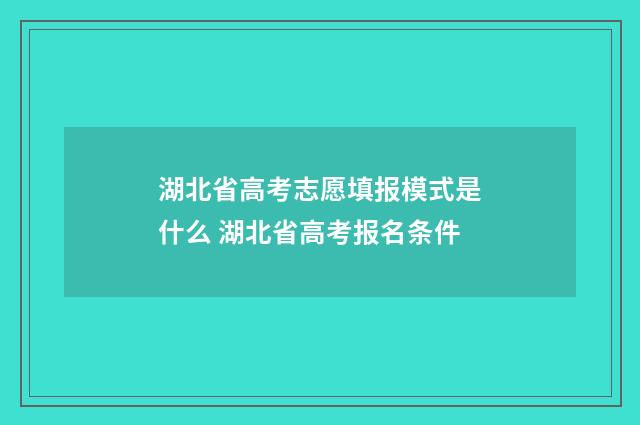 湖北省高考志愿填报模式是什么 湖北省高考报名条件