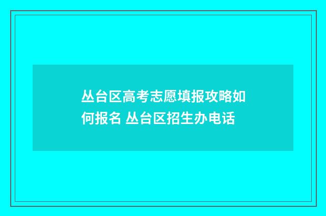 丛台区高考志愿填报攻略如何报名 丛台区招生办电话