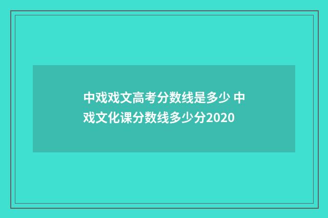 中戏戏文高考分数线是多少 中戏文化课分数线多少分2020