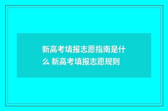 新高考填报志愿指南是什么 新高考填报志愿规则