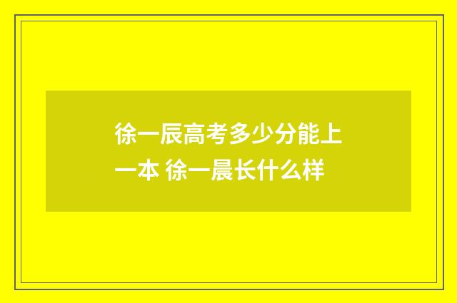 徐一辰高考多少分能上一本 徐一晨长什么样