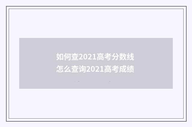 如何查2021高考分数线 怎么查询2021高考成绩