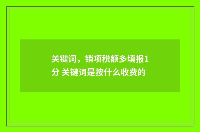 关键词，销项税额多填报1分 关键词是按什么收费的